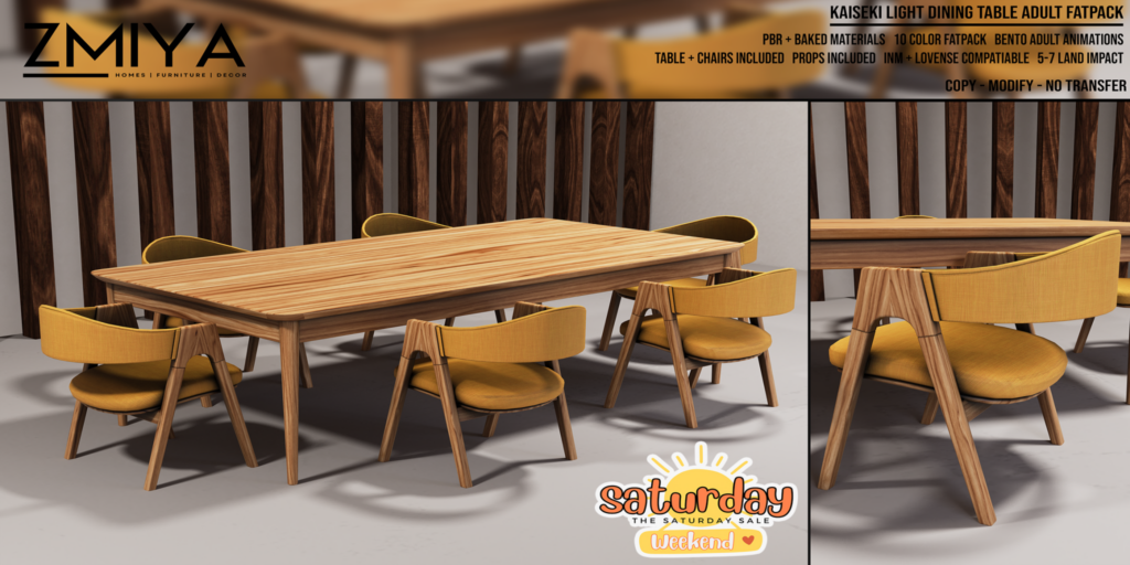 Kaiseki Light Dining Table Decor Set	&lt;a href=&quot;http://maps.secondlife.com/secondlife/The%20Moon%20Kingdom/122/44/21&quot;&gt;Teleport&lt;/a&gt;