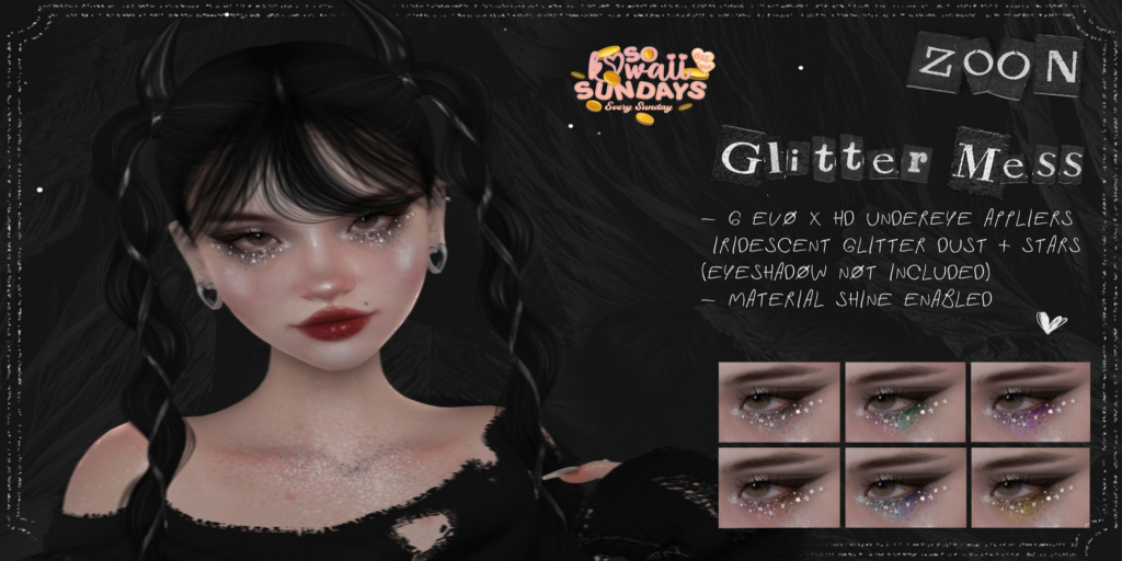 Glitter Mess Eyeshadow - EvoX	&lt;a href=&quot;http://maps.secondlife.com/secondlife/Timida/50/175/1466&quot;&gt;Teleport&lt;/a&gt;