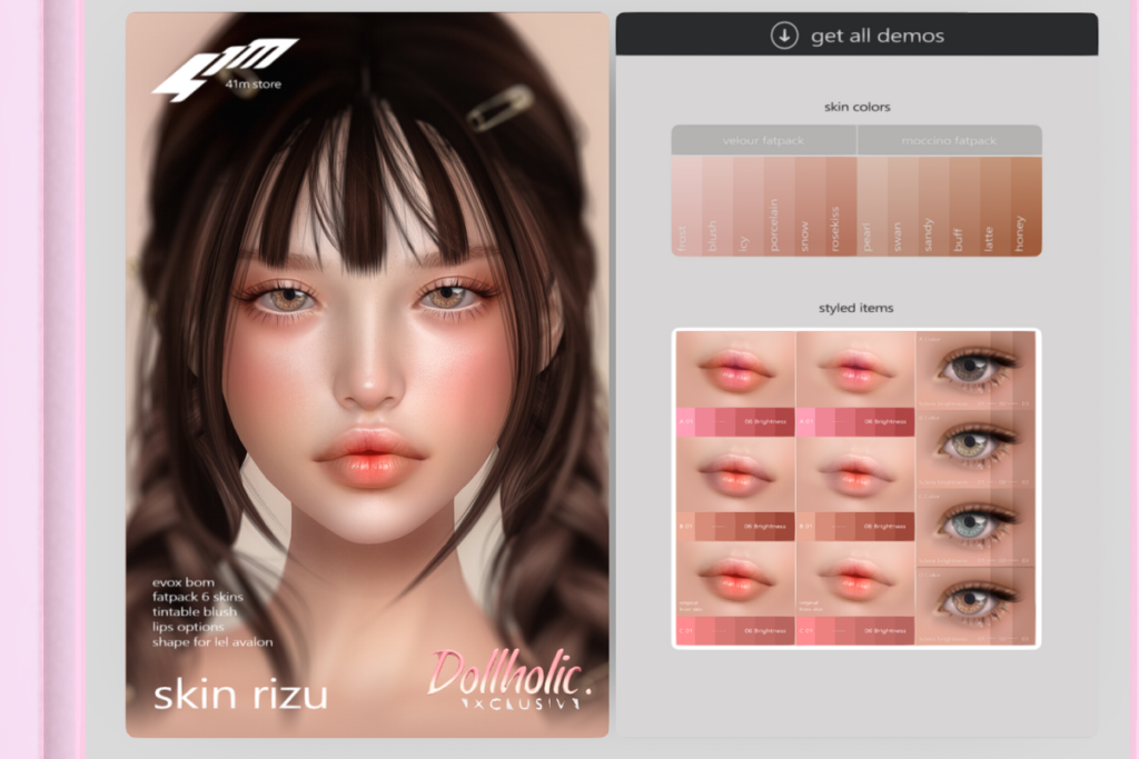 Rizu Skin - Evo X, L$799 each | Rizu Lips &amp; Eyes - Evo X, L$299-L$399 each