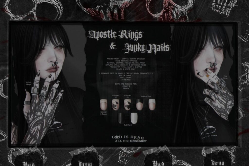 Junky Nails &amp; Apostle Rings - Legacy/Reborn, L$375 each