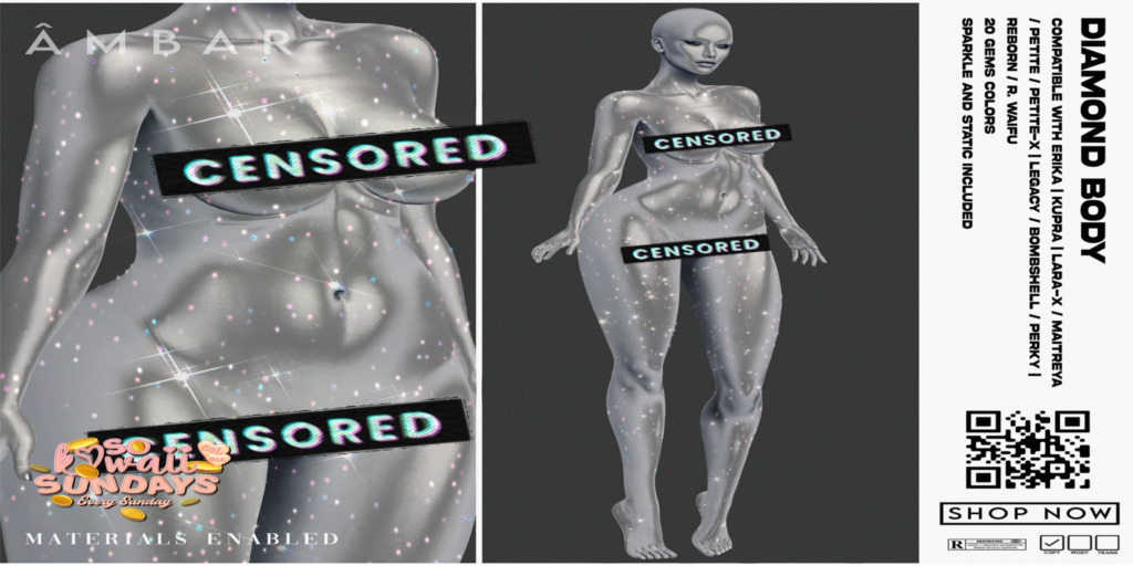 Diamond Body Accessory - Erika/Inithium/Legacy/MaitreyaX/Reborn/+mods	&lt;a href=&quot;http://maps.secondlife.com/secondlife/Mellow%20Marina/146/51/21&quot;&gt;Teleport&lt;/a&gt;