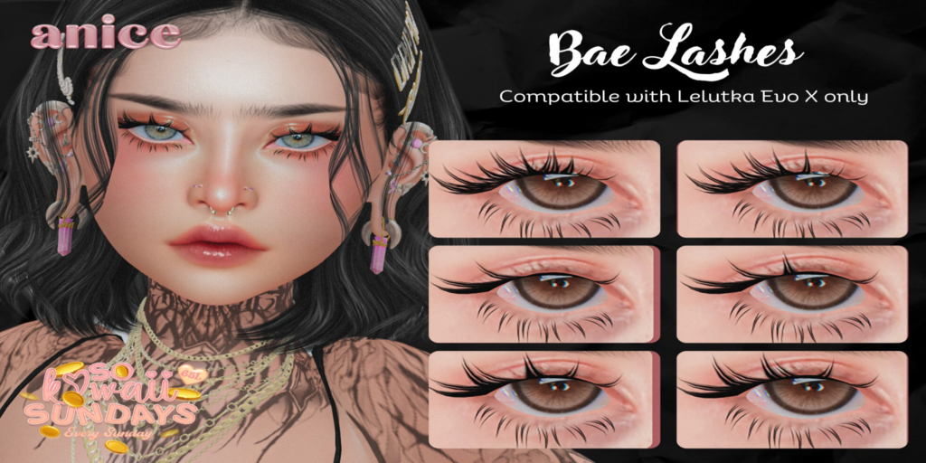 Bae Lashes - EvoX	&lt;a href=&quot;http://maps.secondlife.com/secondlife/Wilderdale/163/174/400&quot;&gt;Teleport&lt;/a&gt;