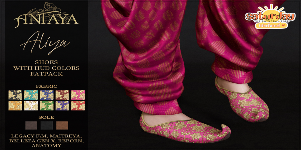 Aliya Shoes - Anatomy/GenX/Legacy M+F/Maitreya/Reborn	&lt;a href=&quot;http://maps.secondlife.com/secondlife/Veles%202/223/99/21&quot;&gt;Teleport&lt;/a&gt;