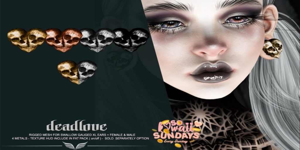 Deadlove Earrings - Swallow Gauged XL M+F	&lt;a href=&quot;http://maps.secondlife.com/secondlife/Amazing%20Dreams/52/206/2514&quot;&gt;Teleport&lt;/a&gt;