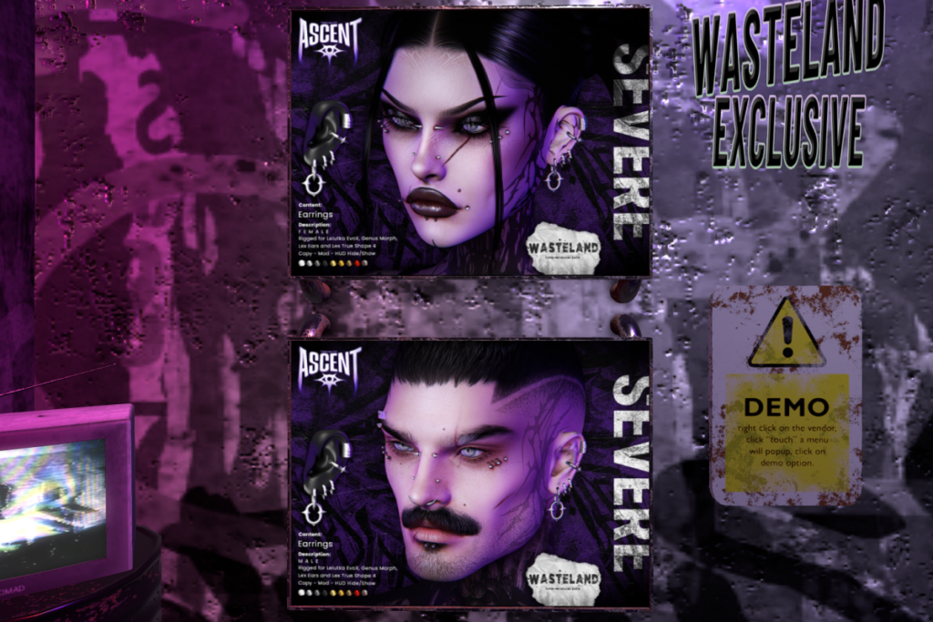 Severe Earrings - EvoX F+M Ears/Genus F+M Ears/Lex F+M Ears/Lex Trueshape F+M Ears, L$329 each