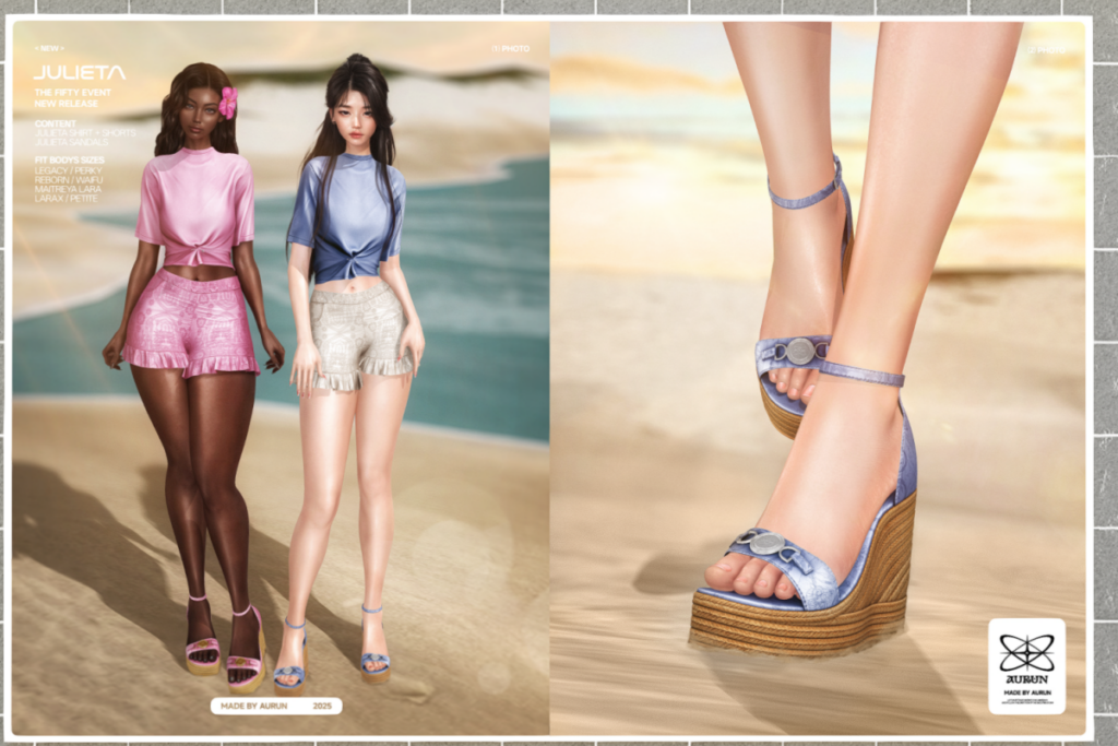Julieta Shirt, Shorts, &amp; Sandals  - Legacy/Maitreya/Reborn/+mods, L$259 each/L$1000 each FP/L$2599 MP