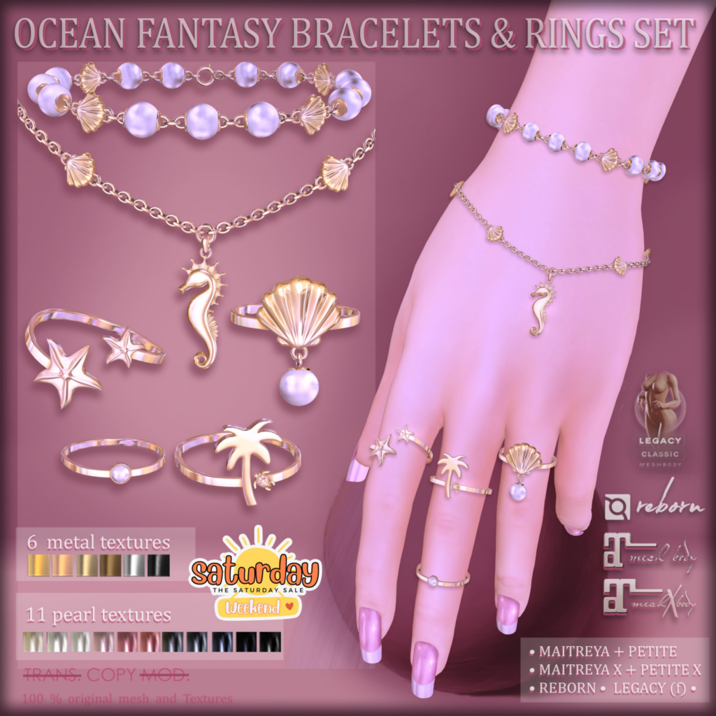 Ocean Fantasy Bracelets &amp; Rings - Legacy/Maitreya/Reborn/+mods	&lt;a href=&quot;http://maps.secondlife.com/secondlife/AvaWay/204/125/14&quot; target=&quot;_blank&quot;&gt;Teleport&lt;/a&gt;