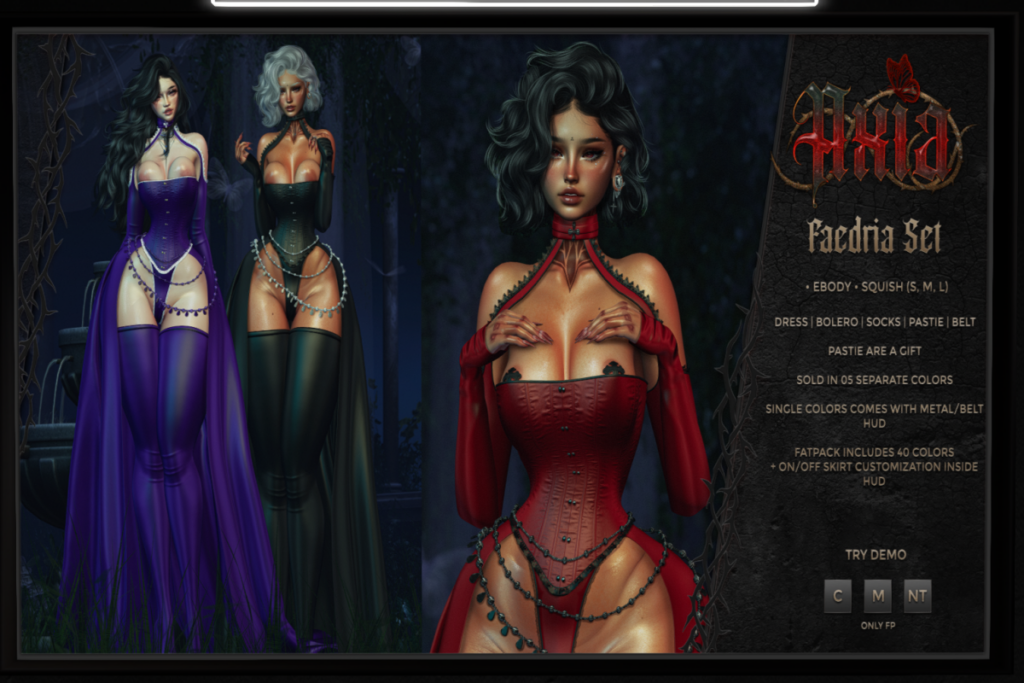 Faedria Set - Reborn/+mods, L$350 each/L$1250 FP