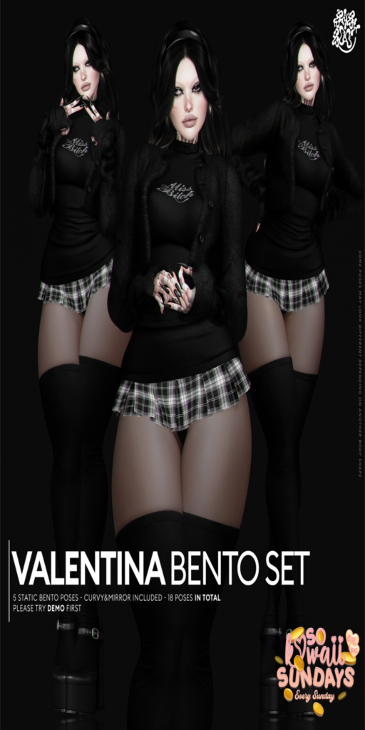 Valentina Poses	&lt;a href=&quot;http://maps.secondlife.com/secondlife/Cult%20Grounds/16/23/1022&quot;&gt;Teleport&lt;/a&gt;