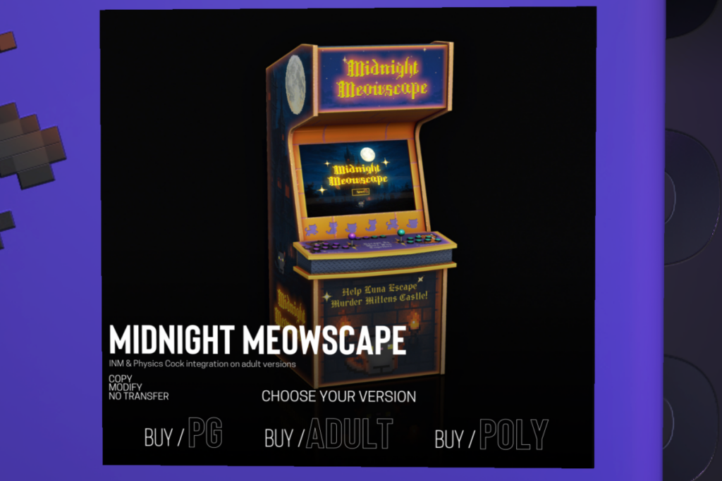 Midnight Meowscape, L$899-L$1999 each