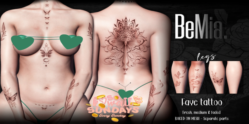 Faye Tattoo - BOM	&lt;a href=&quot;http://maps.secondlife.com/secondlife/Rosehaven/218/121/2501&quot; target=&quot;_blank&quot;&gt;Teleport&lt;/a&gt;