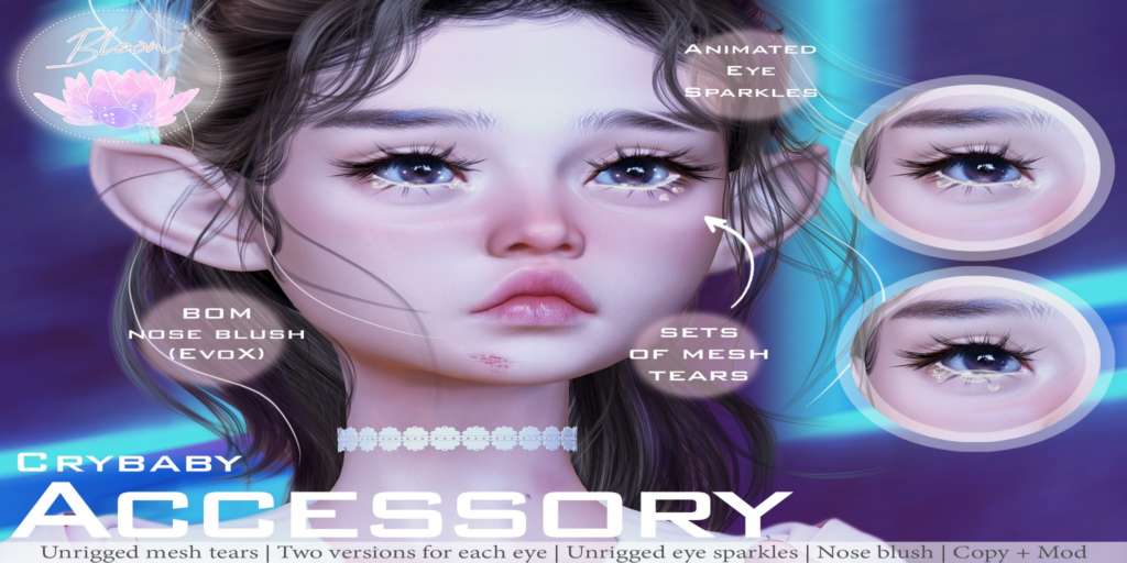 Crybaby Accessory &amp; Cosmetics - EvoX	&lt;a href=&quot;https://maps.secondlife.com/secondlife/Optimal/179/17/1601&quot;&gt;Teleport&lt;/a&gt;