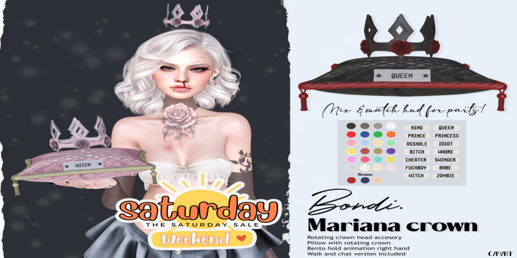 Mariana Crown Accessory &amp; Holdable	&lt;a href=&quot;http://maps.secondlife.com/secondlife/Daydreaming/17/66/22&quot;&gt;Teleport&lt;/a&gt;