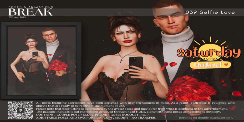 Selfie Love Couples Pose &amp; Props	&lt;a href=&quot;http://maps.secondlife.com/secondlife/Oceania%20Islands/204/11/2502&quot;&gt;Teleport&lt;/a&gt;