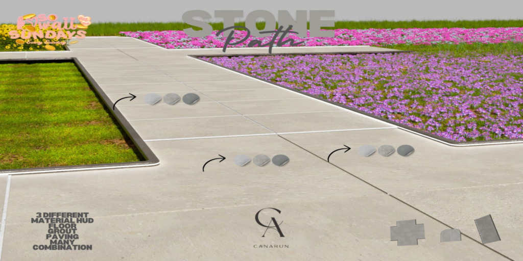 Stone Path Decor Set	&lt;a href=&quot;http://maps.secondlife.com/secondlife/Canarun/241/130/24&quot; target=&quot;_blank&quot;&gt;Teleport&lt;/a&gt;