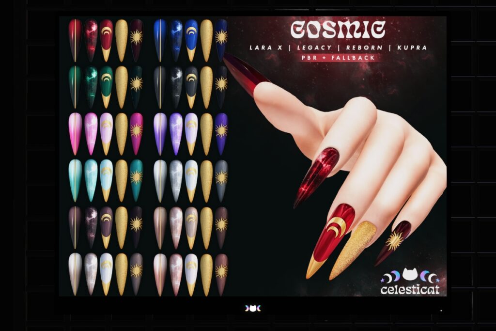 Cosmic Mesh Nails - Inithium/Legacy/MaitreyaX/Reborn, L$225 each/L$525 FP