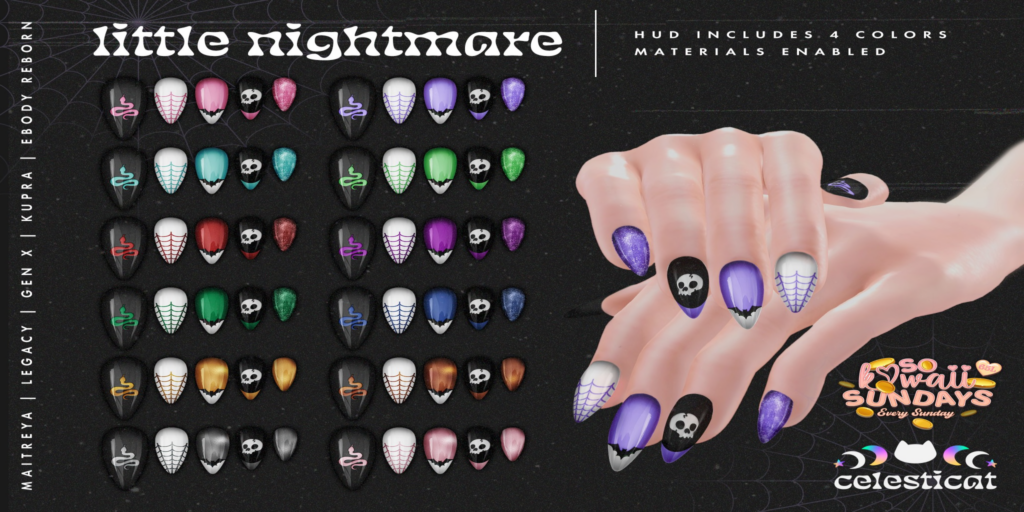 Little Nightmare Mesh Nails - GenX/Inithium/Legacy/Maitreya/Reborn	&lt;a href=&quot;http://maps.secondlife.com/secondlife/Oni/161/94/3&quot;&gt;Teleport&lt;/a&gt;