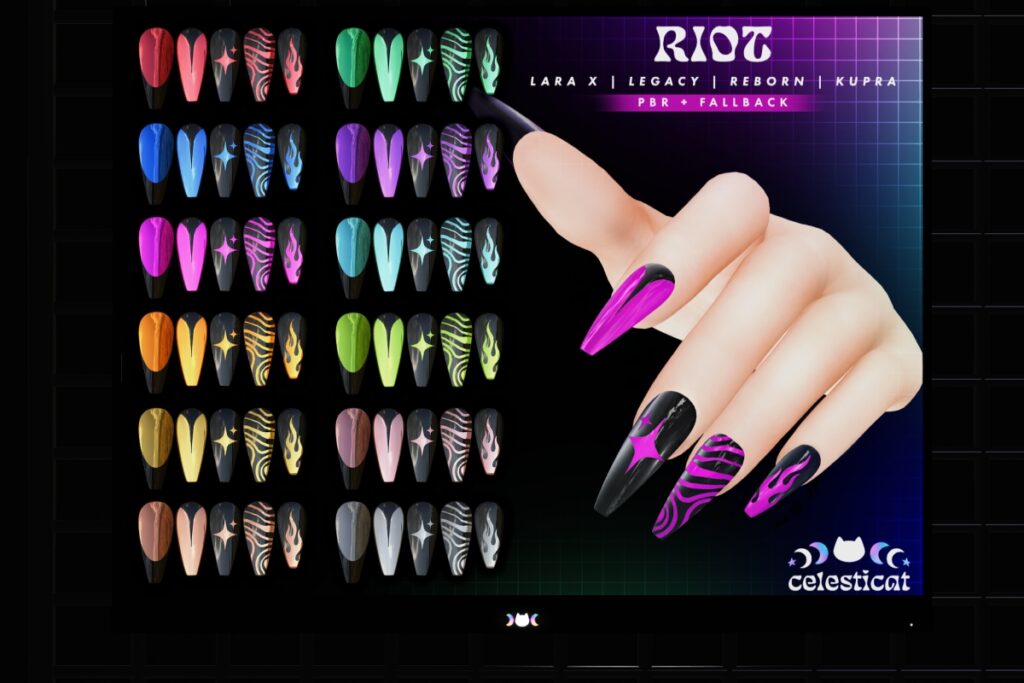 Riot Mesh Nails - Inithium/Legacy/MaitreyaX/Reborn, L$225 each/L$525 FP