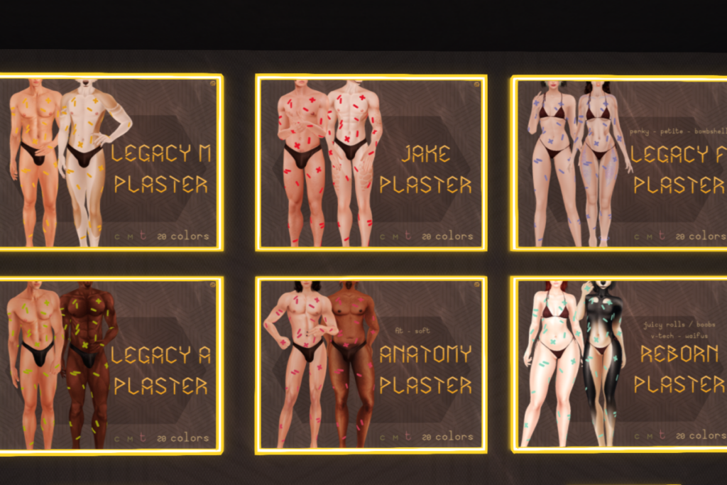 Body Plasters - Anatomy/Jake/Legacy F+M/Reborn, L$525 each