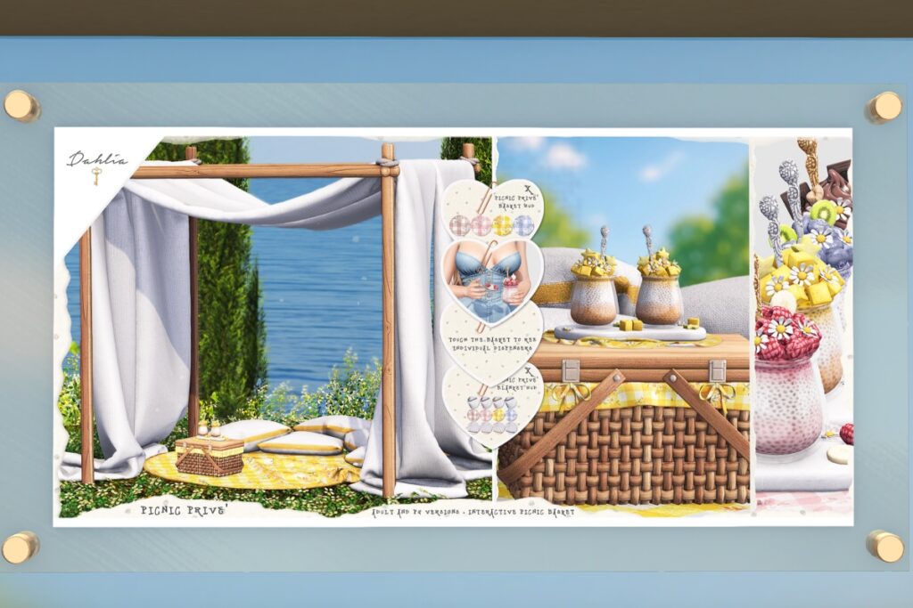 Picnic Prive Decor &amp; Holdables, L$349-L$699 each/L$1299 PG FP/L$1499 Adult FP