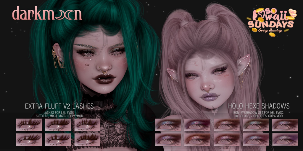Extra Fluff V2 Lashes - EvoX | Holo Hexe Eyeshadow - EvoX	&lt;a href=&quot;http://maps.secondlife.com/secondlife/Lovespell/198/68/701&quot;&gt;Teleport&lt;/a&gt;