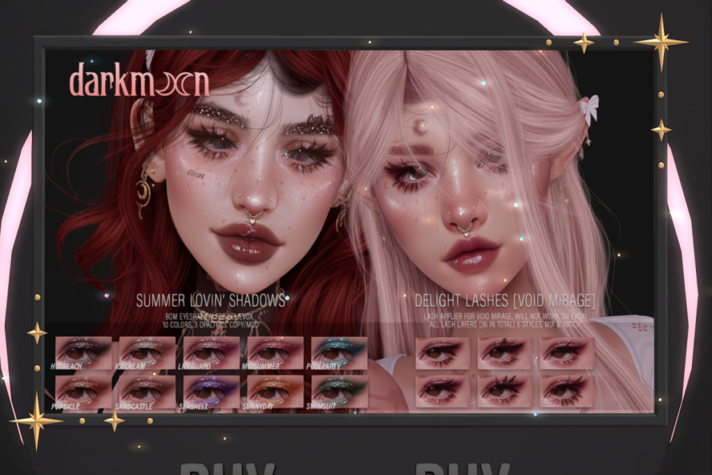 Summer Lovin&#039; Shadows - Evo X, L$300 | Delight Lashes - Void Mirage, L$599