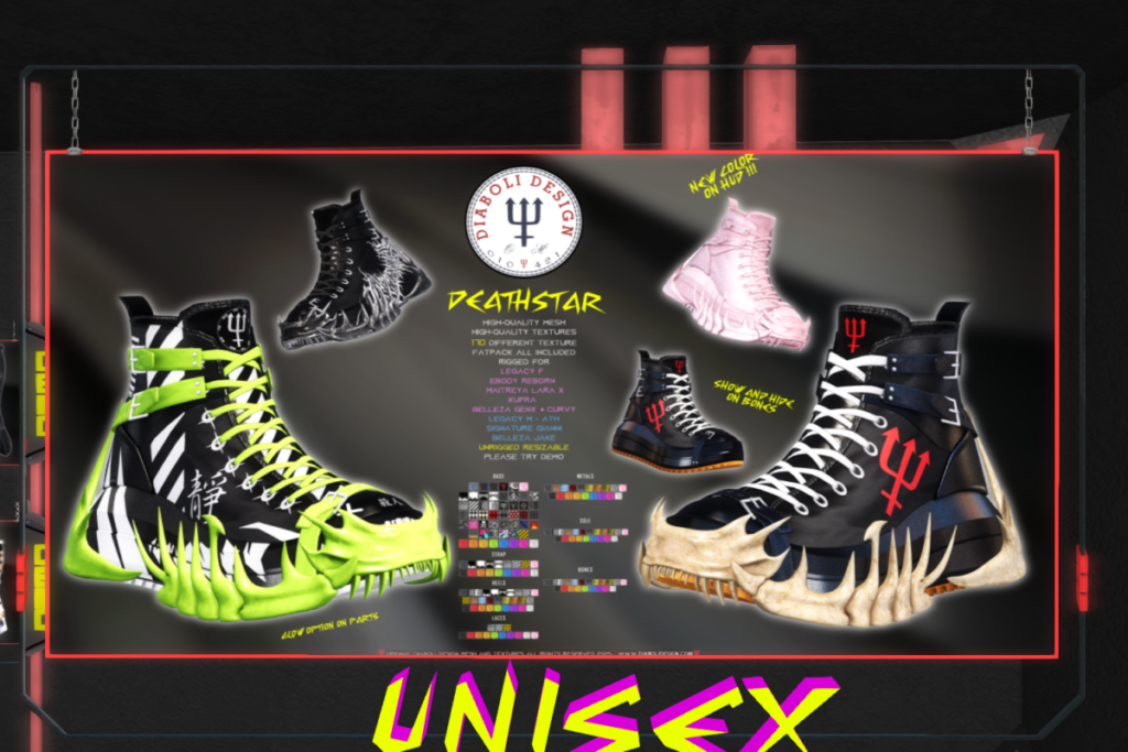 Deathstar Boots - GenX/Gianni/Jake/Legacy F+M/MaitreyaX/Reborn/Unrigged/+mods, L$999