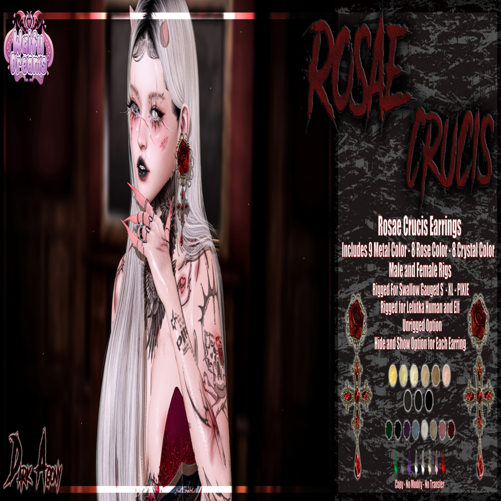 Rosae Crucis Earrings - EvoX F+M/Swallow Gauged F+M