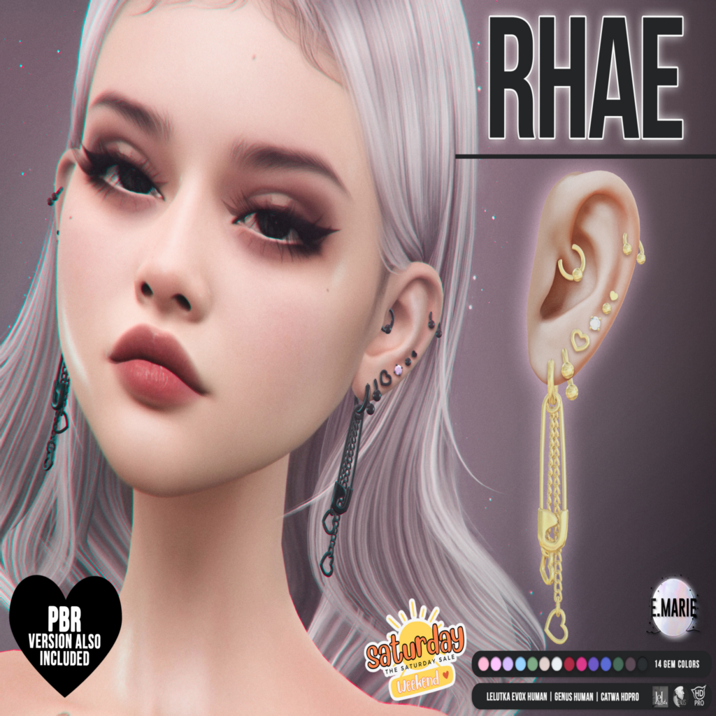 Rhae Earrings - Catwa/EvoX Human/Genus Human	&lt;a href=&quot;http://maps.secondlife.com/secondlife/xoxo/87/128/41&quot;&gt;Teleport&lt;/a&gt;