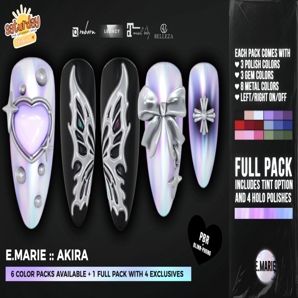 Akira Mesh Nails - GenX/Legacy/Maitreya/Reborn	&lt;a href=&quot;http://maps.secondlife.com/secondlife/xoxo/87/128/41&quot;&gt;Teleport&lt;/a&gt;