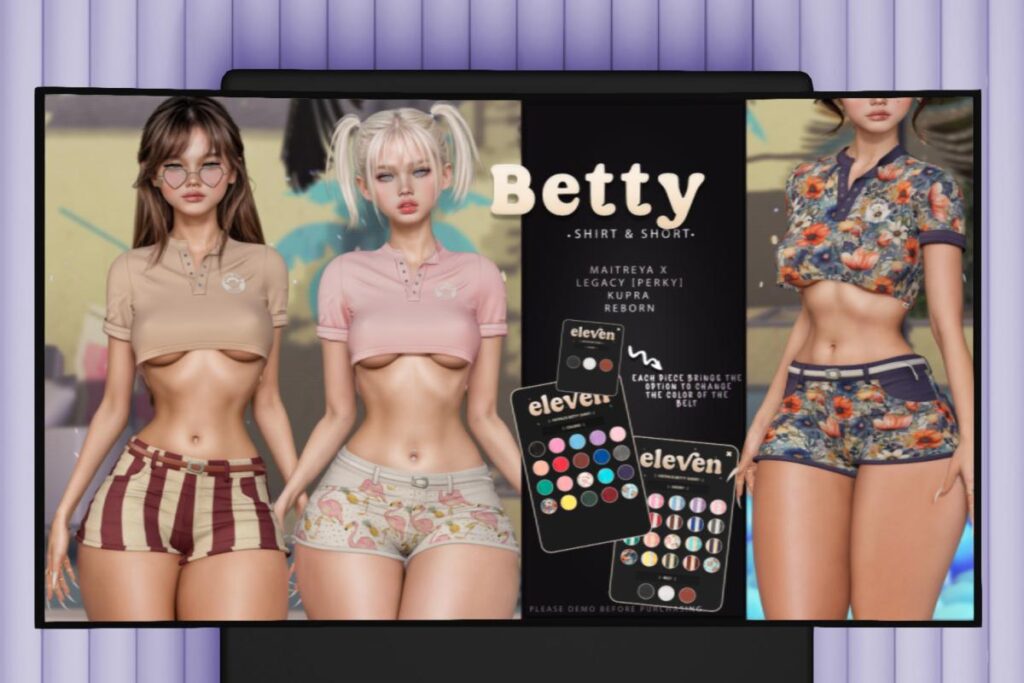 Betty Shirt &amp; Shorts - Inithium/Legacy/MaitreyaX/Reborn/+mods, L$188 each/L$1288 each FP