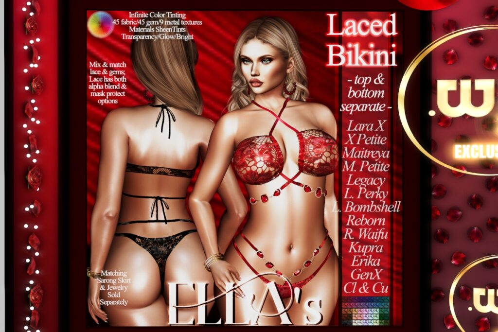 Laced Bikini - Erika/GenX/Legacy/Maitreya/Reborn/+mods, L$225 FP