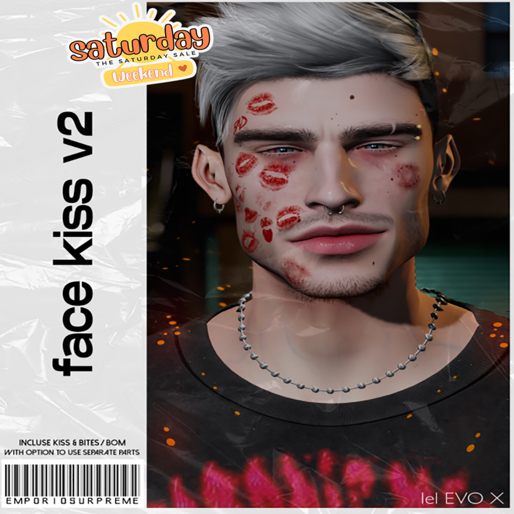 Kiss Face Marks - EvoX	&lt;a href=&quot;http://maps.secondlife.com/secondlife/Ember%20Island/111/25/3907&quot; target=&quot;_blank&quot;&gt;Teleport&lt;/a&gt;