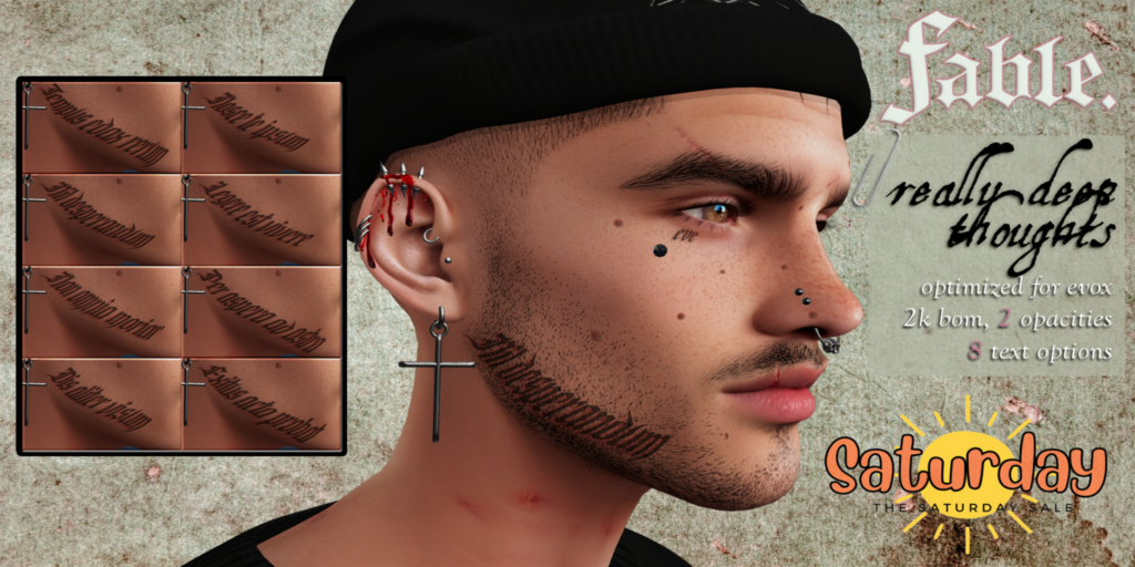 Really Deep Thoughts Tattoo - EvoX	&lt;a href=&quot;http://maps.secondlife.com/secondlife/Light%20Heaven/184/86/2502&quot;&gt;Teleport&lt;/a&gt;