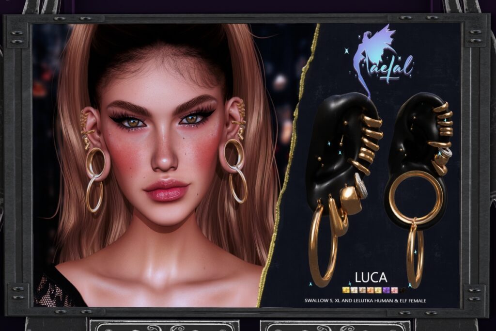 Luca Earrings - EvoX F Human+Elf/Swallow S+XL, L$199-L$299 each FP