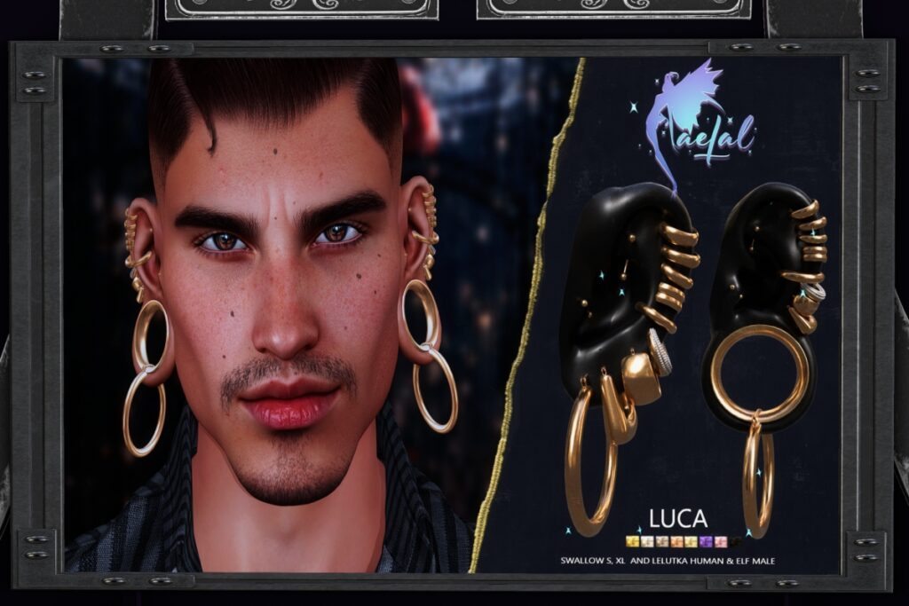 Luca Earrings - EvoX M Human+Elf/Swallow S+XL, L$199-L$299 each FP
