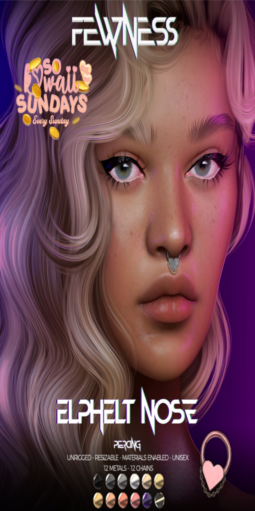 Elphelt Nose Piercing 	&lt;a href=&quot;http://maps.secondlife.com/secondlife/Moonstar/141/89/43&quot; target=&quot;_blank&quot;&gt;Teleport&lt;/a&gt;