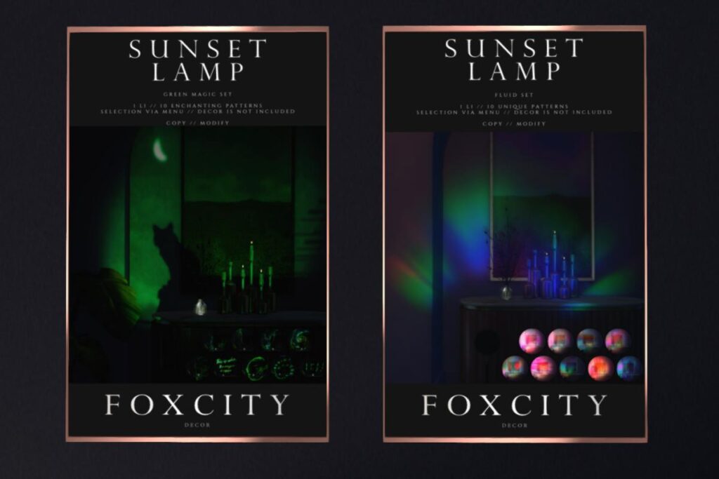 Sunset Lamp Green &amp; Fluid Magic Set, L$288 each