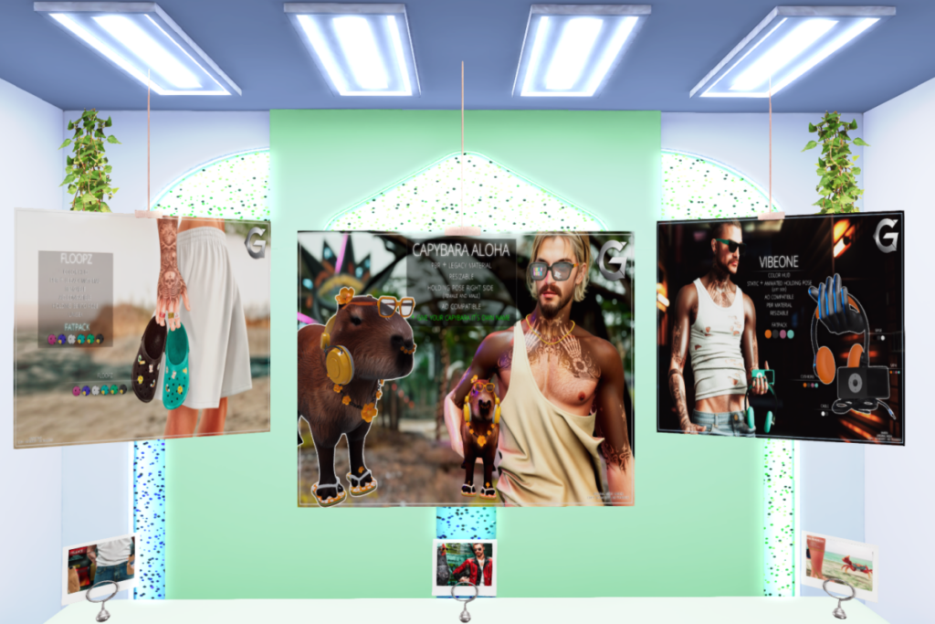 Floopz Holdable, L$499 | Capybara Aloha Holdable, L$399 | Vibeone Holdable, L$349
