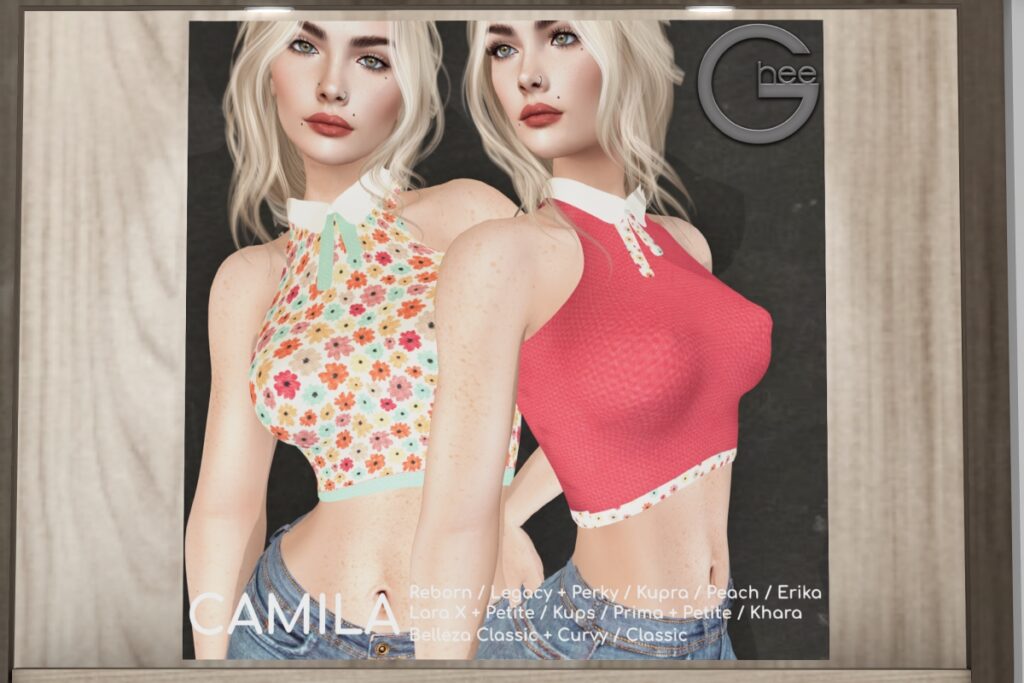 Camila Top - see ad for fits, L$249 each/L$999 FP