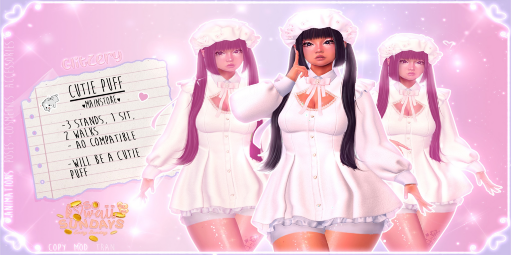 Cutie Puff Animations	&lt;a href=&quot;http://maps.secondlife.com/secondlife/Universa/41/91/3003&quot;&gt;Teleport&lt;/a&gt;