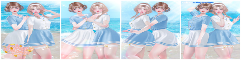 Sunny Summer Poses	&lt;a href=&quot;http://maps.secondlife.com/secondlife/Dear/19/131/753&quot;&gt;Teleport&lt;/a&gt;