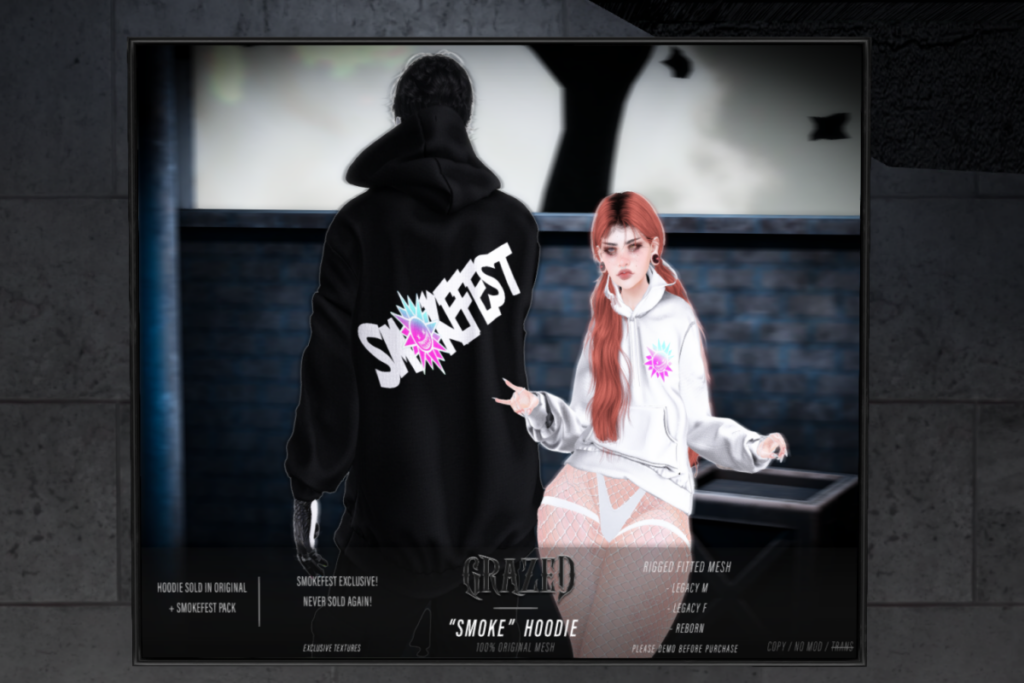 Smoke Hoodie - Legacy F+M/Reborn, L$399 each