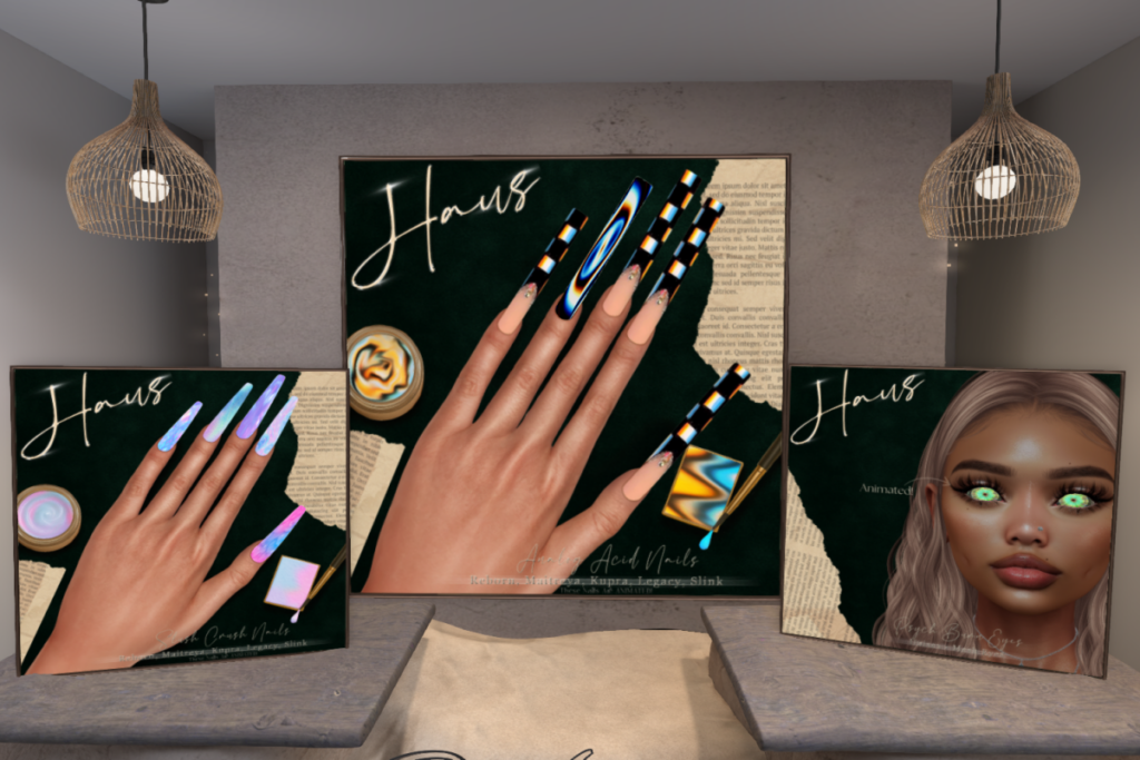Slush Crush and Analog Nail Sets - Inithium/Legacy/Maitreya/Reborn/Slink, L$199 each | Psych Burn Animated Eyes - Mesh, L$150