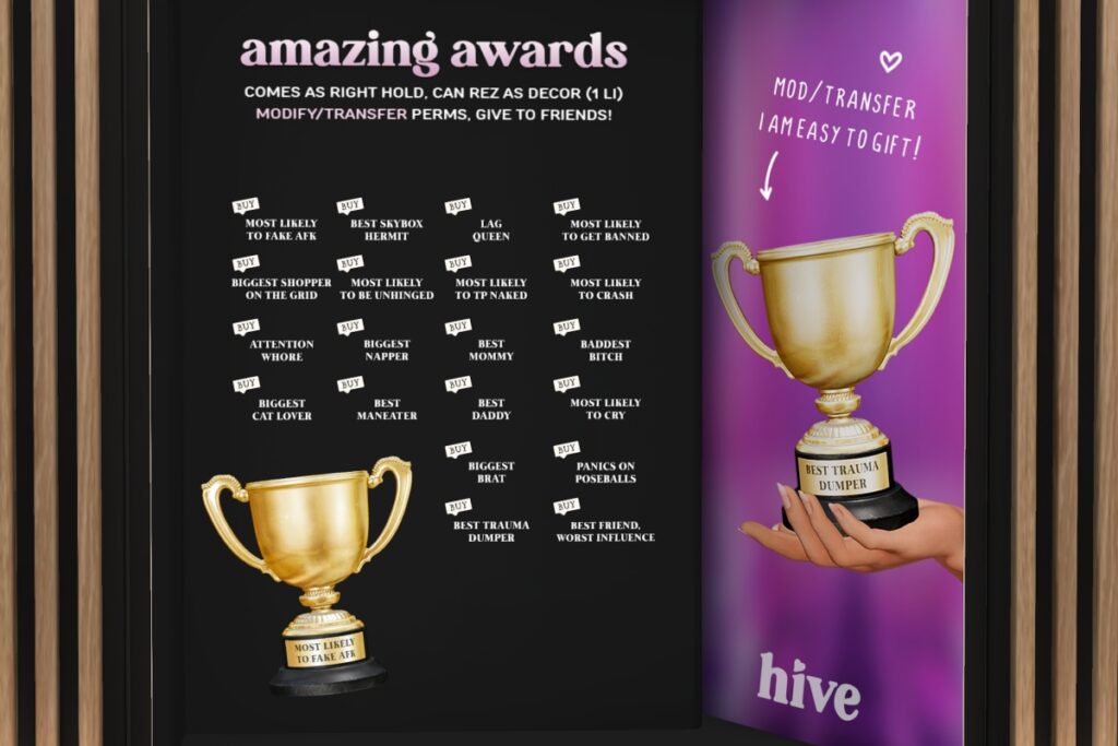 Amazing Awards Holdable &amp; Decor, L$199 each