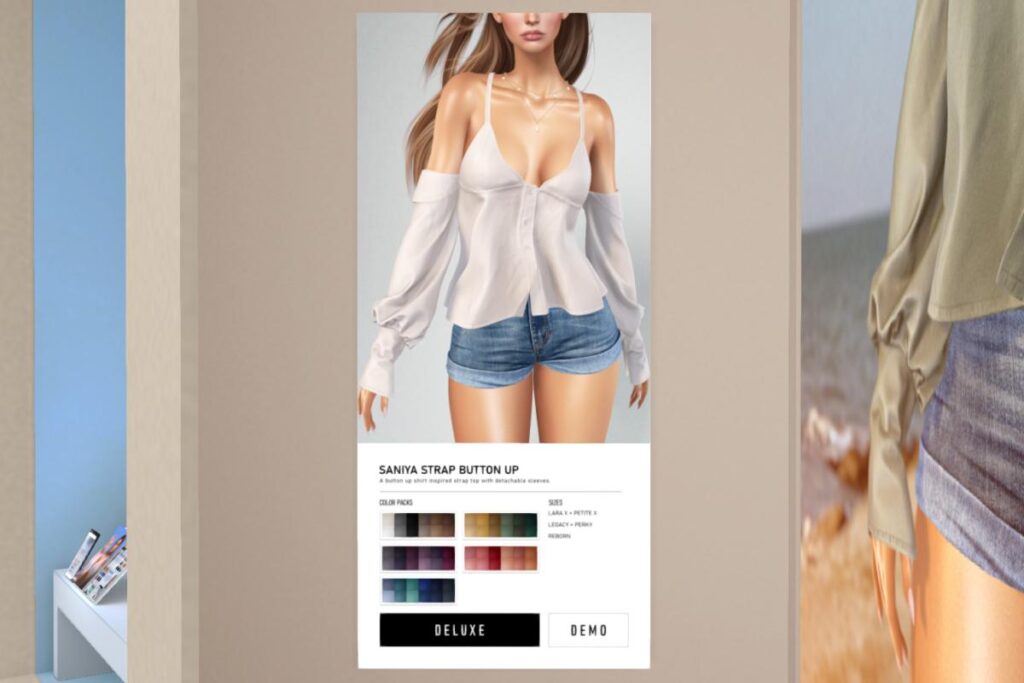 Saniya Strap Button Up - Legacy/MaitreyaX/Reborn/+mods, L$288 each/L$1188 FP