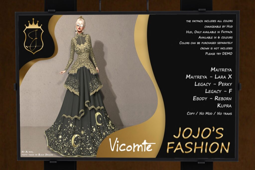 Vicomte Dress - Inithium/Legacy/Maitreya/Reborn/+mods, L$449 each/L$1349 FP