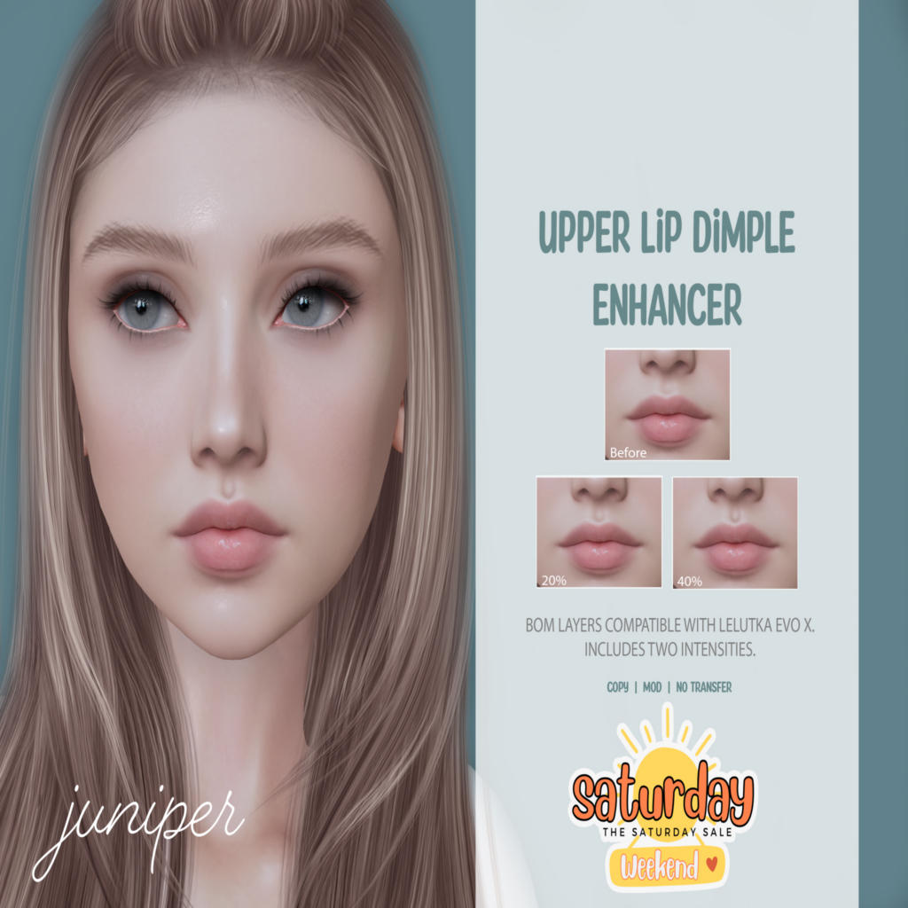 Upper Lip Dimple Enhancer - EvoX	&lt;a href=&quot;http://maps.secondlife.com/secondlife/Rosewood/212/204/1501&quot;&gt;Teleport&lt;/a&gt;