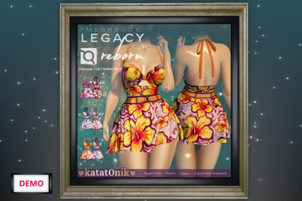 Hibiscus Top &amp;  Belted Skirt - Legacy/Reborn, L$288 each/L$1288 FP