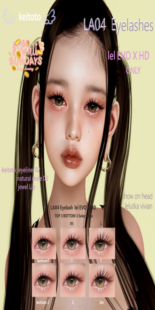 LA04 Eyelashes - EvoX	&lt;a href=&quot;http://maps.secondlife.com/secondlife/Putiki%20Fold/28/156/1551&quot;&gt;Teleport&lt;/a&gt;